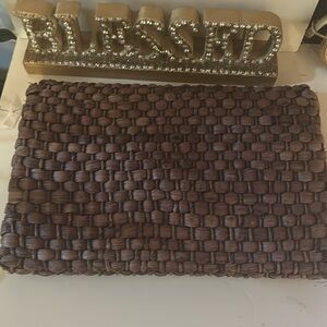 Elegant Brown Woven Clutch